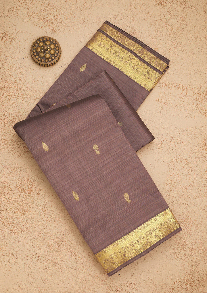 Mauve Zariwork Pure Silk Saree-Koskii