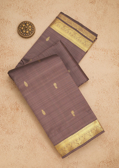 Mauve Zariwork Pure Silk Saree-Koskii