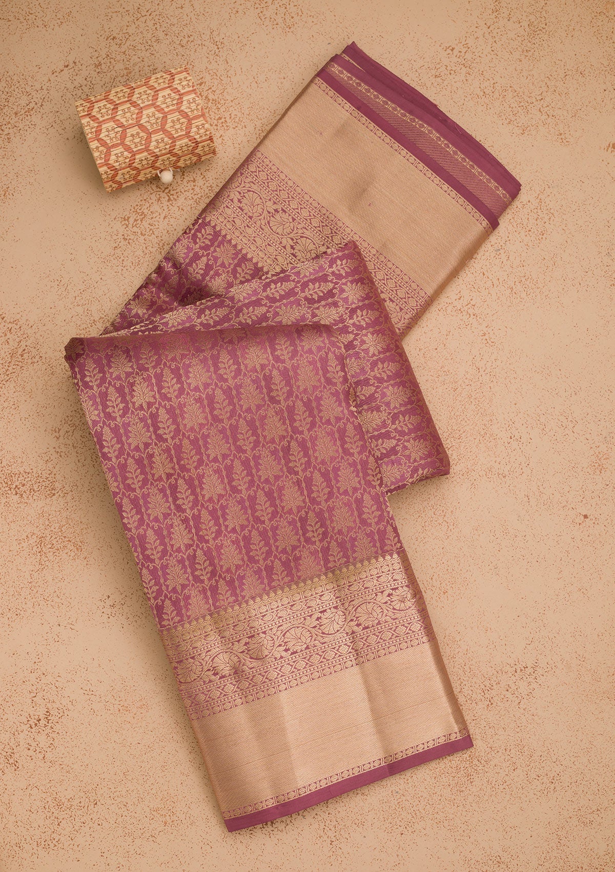 Mauve Zariwork Pure Silk Saree-Koskii