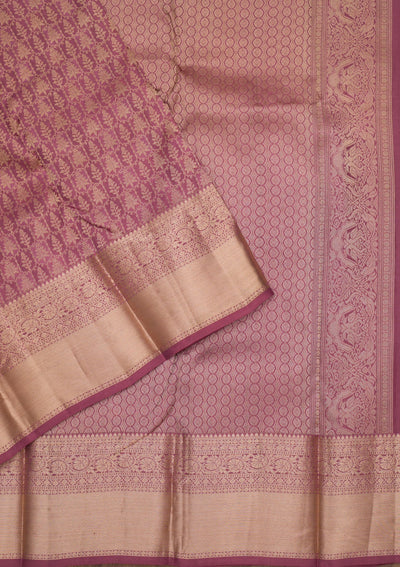 Mauve Zariwork Pure Silk Saree-Koskii