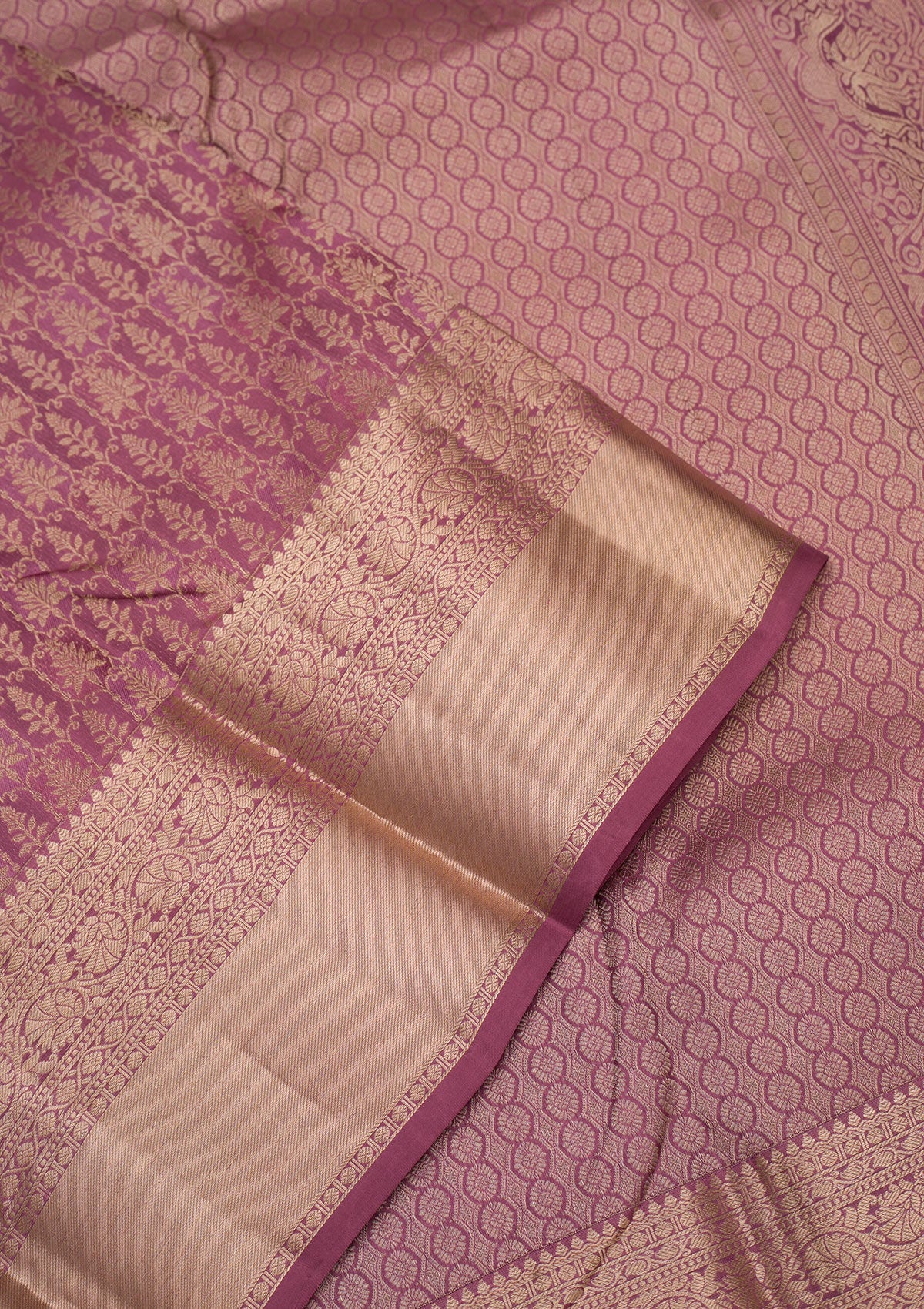 Mauve Zariwork Pure Silk Saree-Koskii