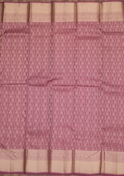 Mauve Zariwork Pure Silk Saree-Koskii