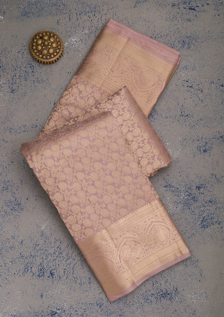 Mauve Zariwork Pure Silk Saree-Koskii