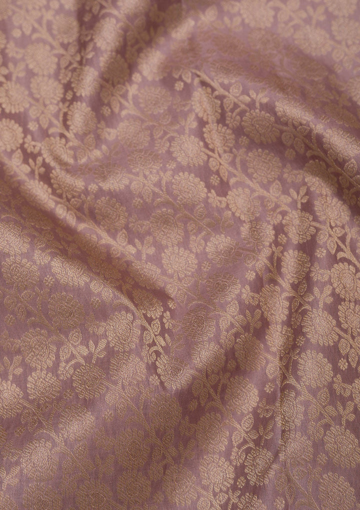 Mauve Zariwork Pure Silk Saree-Koskii
