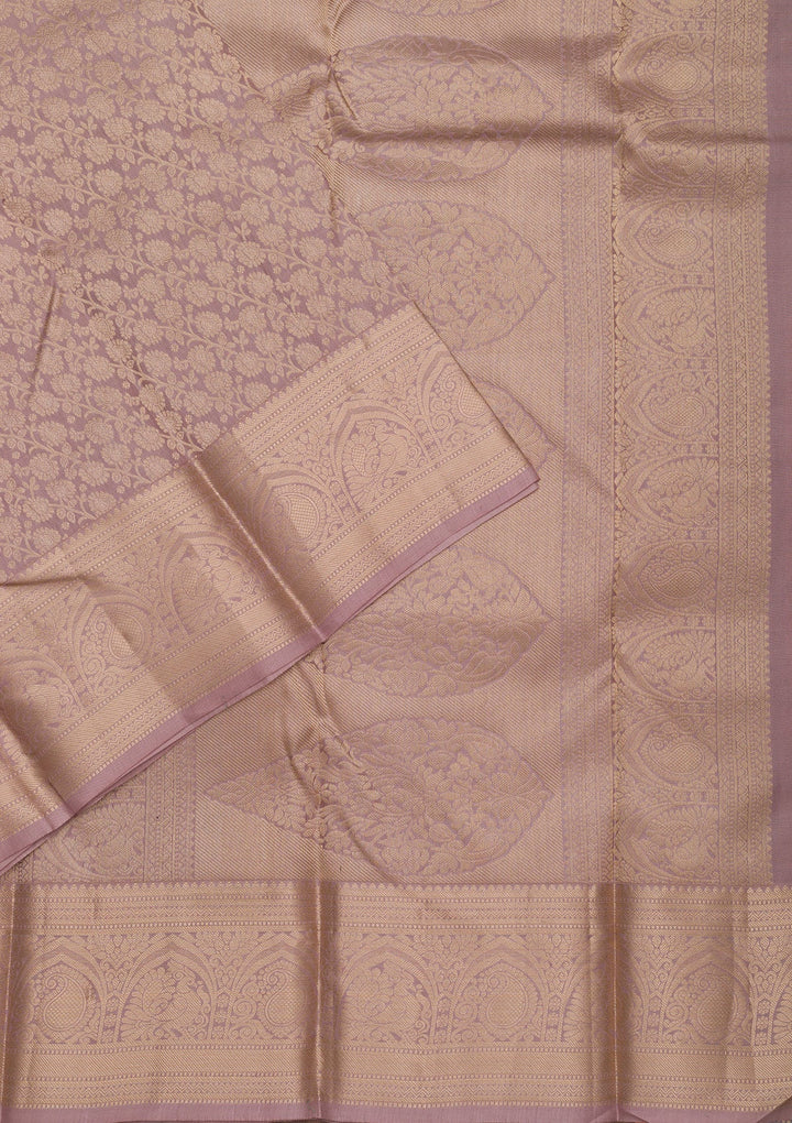 Mauve Zariwork Pure Silk Saree-Koskii