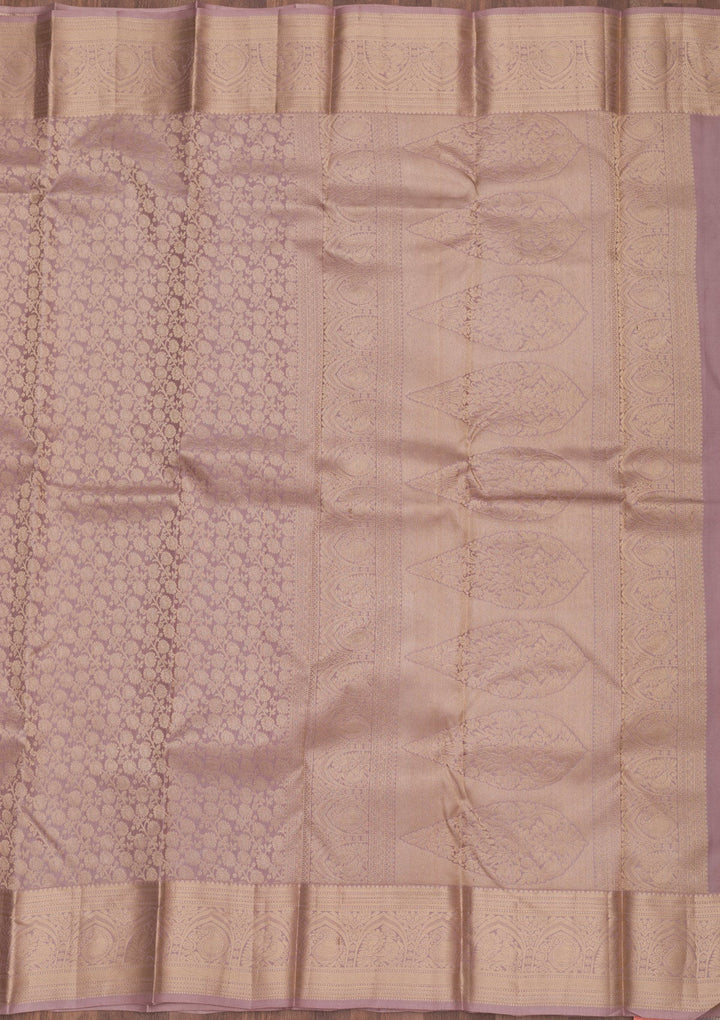 Mauve Zariwork Pure Silk Saree-Koskii