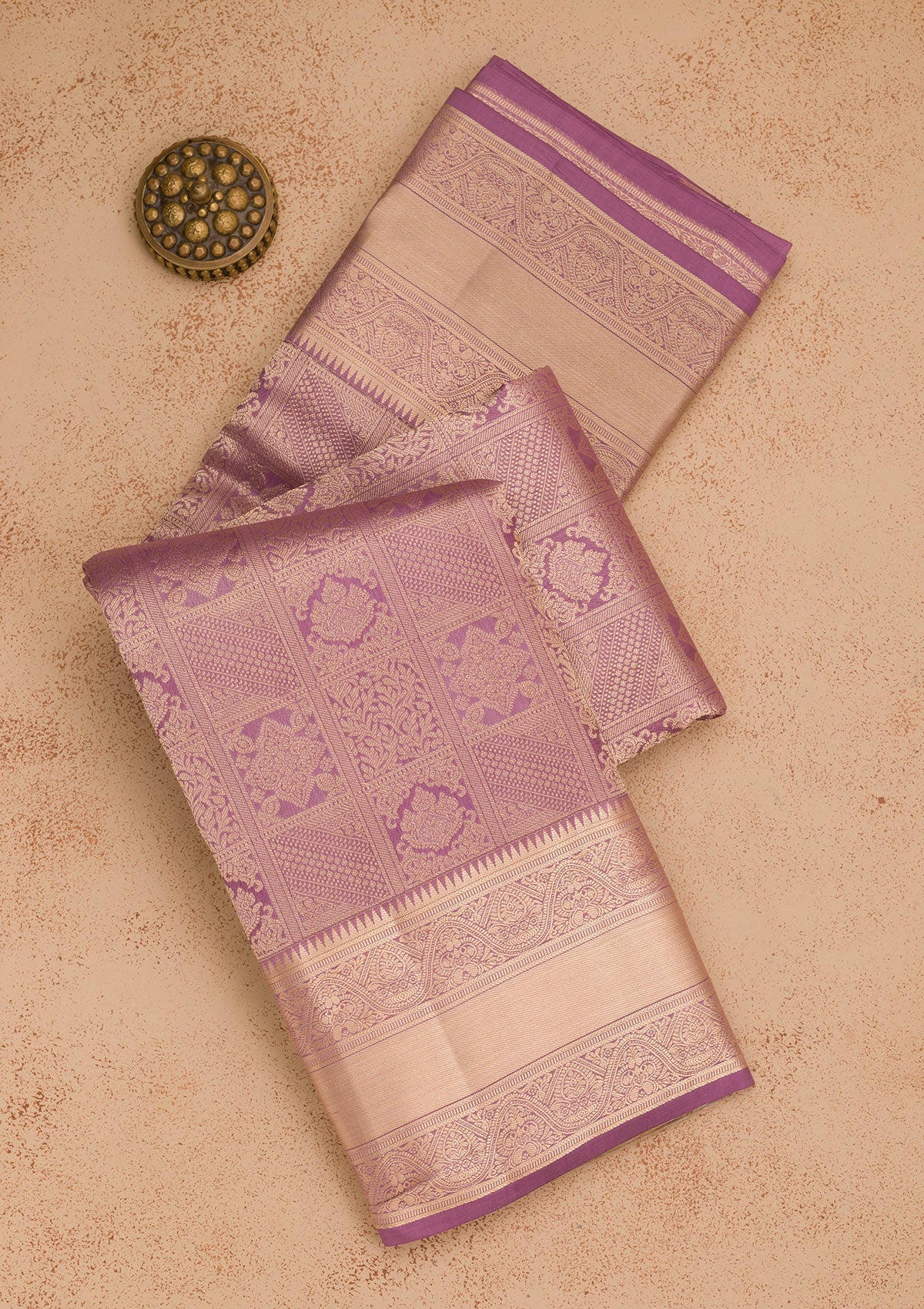 Mauve Zariwork Pure Silk Saree-Koskii