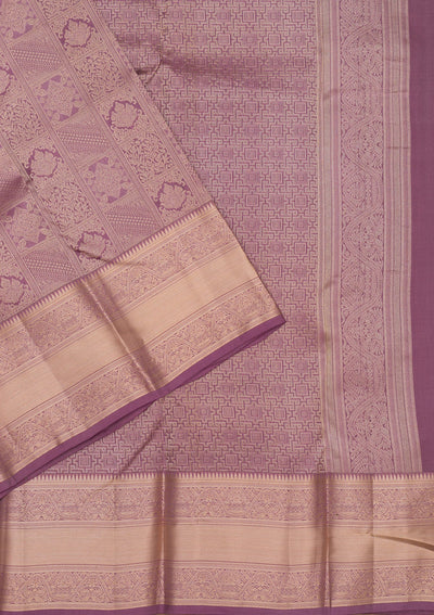 Mauve Zariwork Pure Silk Saree-Koskii