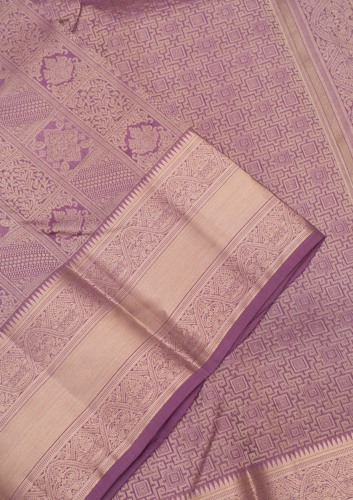 Mauve Zariwork Pure Silk Saree-Koskii