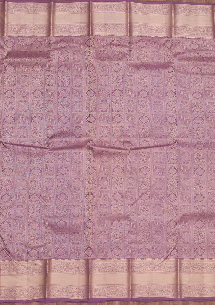 Mauve Zariwork Pure Silk Saree-Koskii