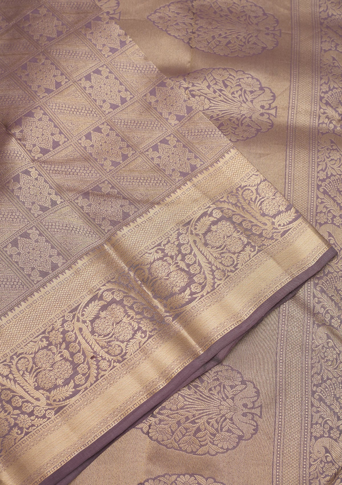 Mauve Zariwork Pure Silk Saree-Koskii