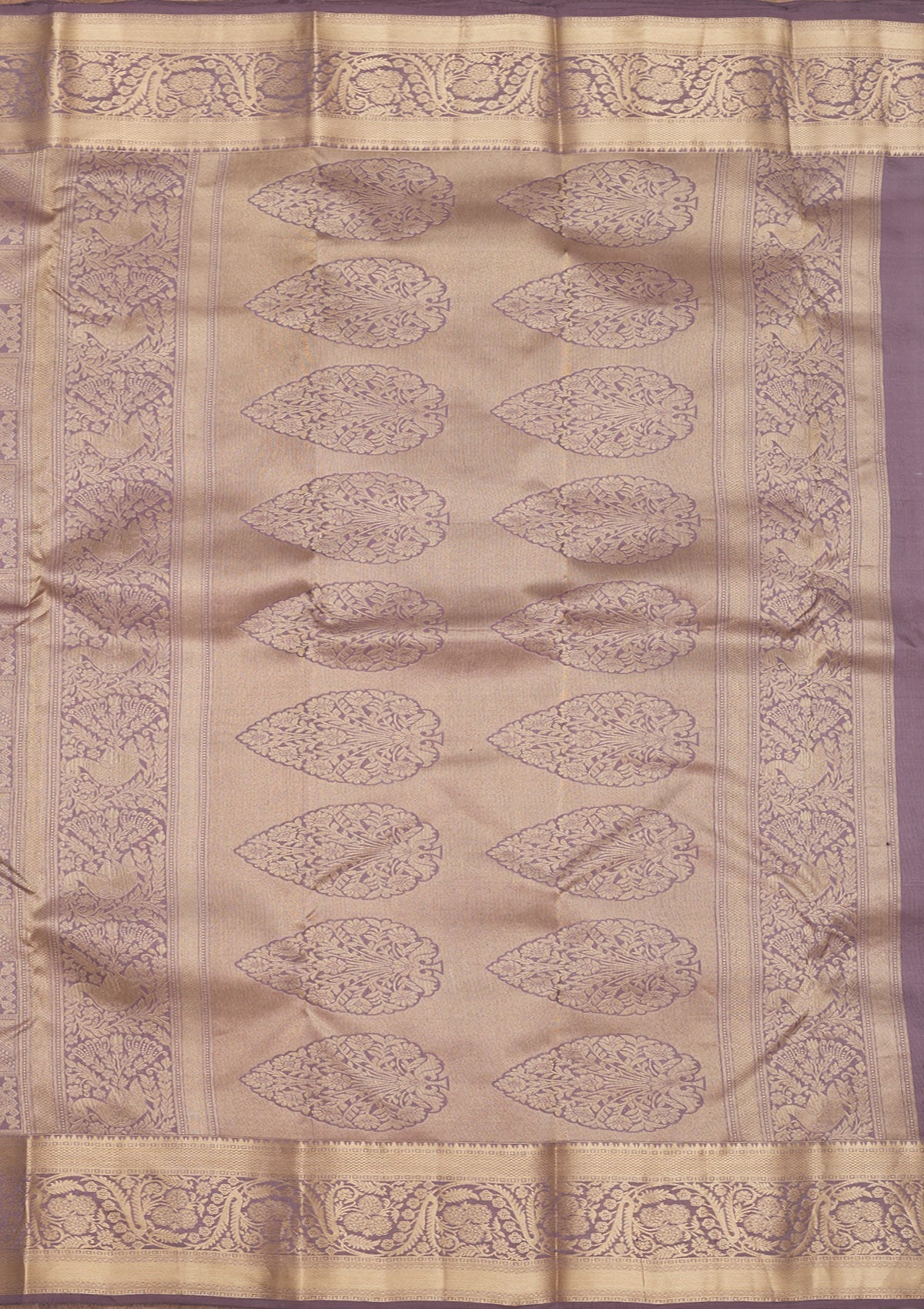 Mauve Zariwork Pure Silk Saree-Koskii