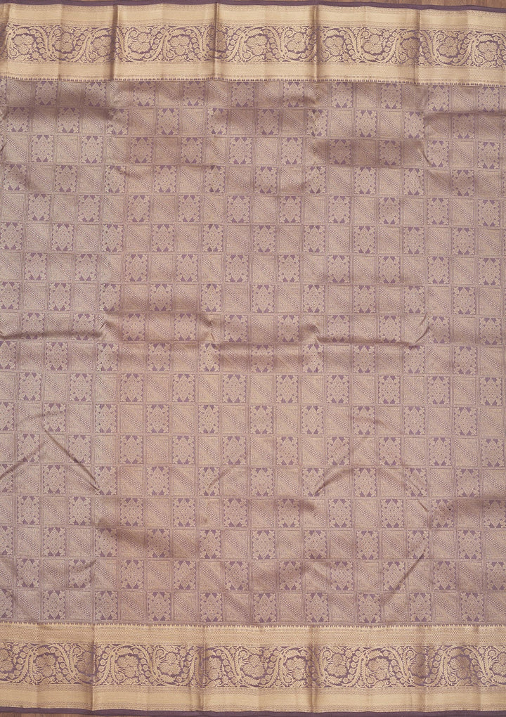 Mauve Zariwork Pure Silk Saree-Koskii