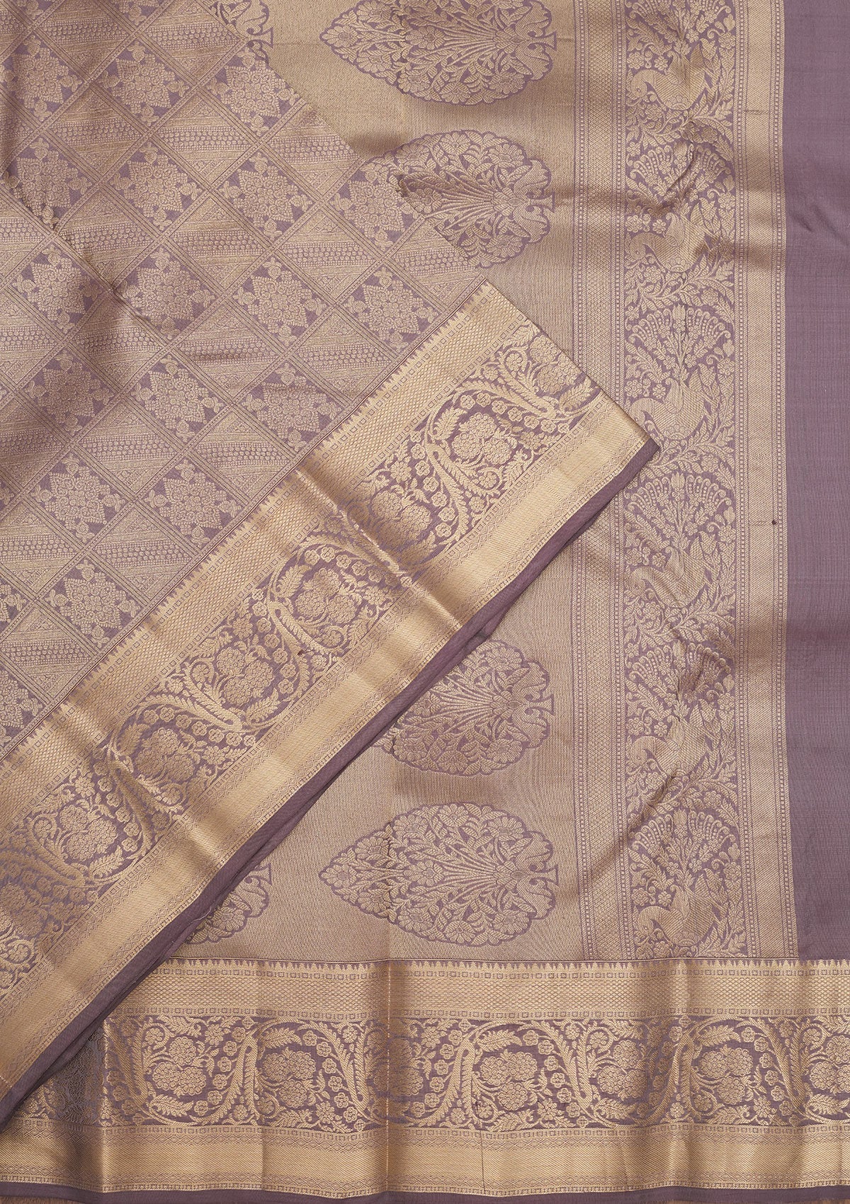 Mauve Zariwork Pure Silk Saree-Koskii