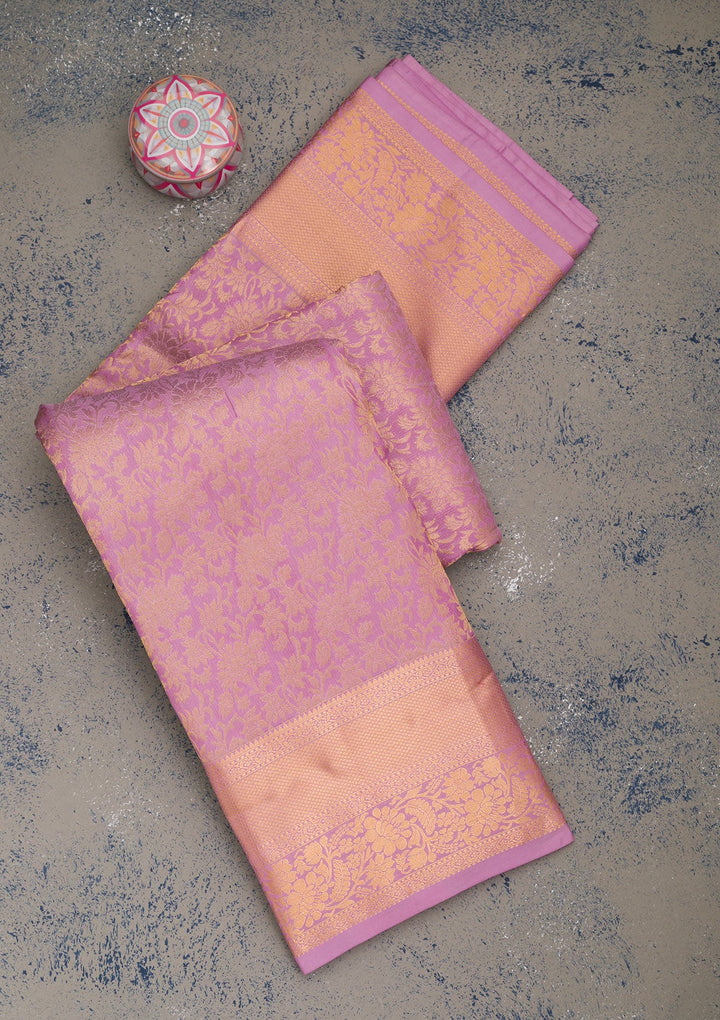Mauve Zariwork Pure Silk Saree-Koskii