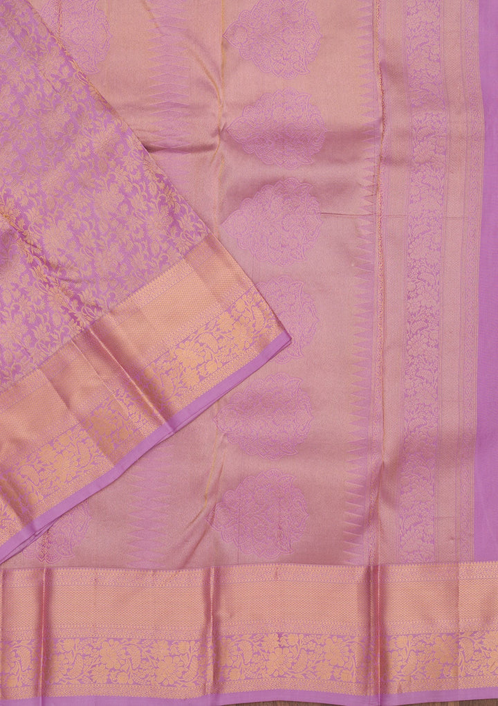 Mauve Zariwork Pure Silk Saree-Koskii