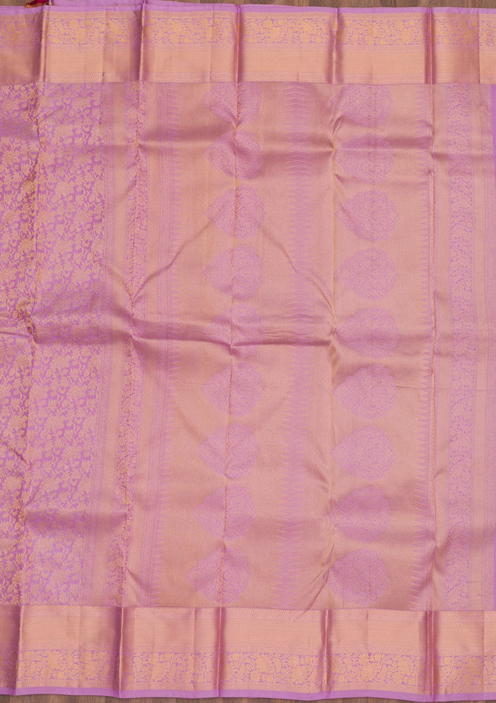 Mauve Zariwork Pure Silk Saree-Koskii