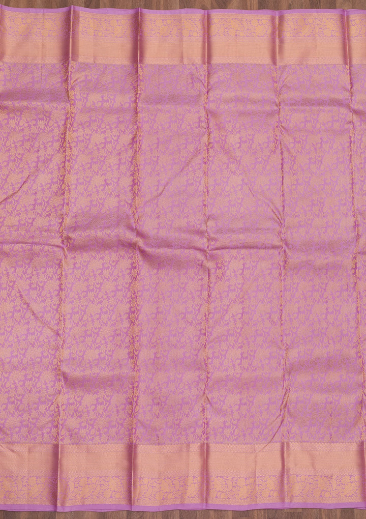 Mauve Zariwork Pure Silk Saree-Koskii