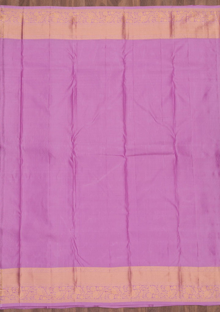 Mauve Zariwork Pure Silk Saree-Koskii