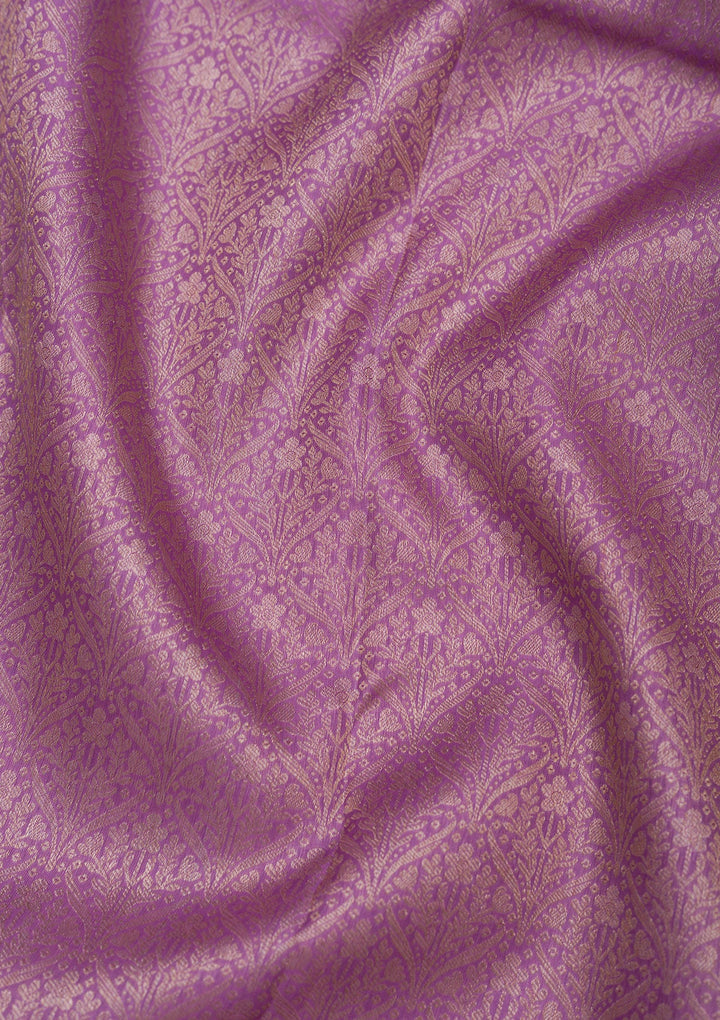 Mauve Zariwork Pure Silk Saree-Koskii