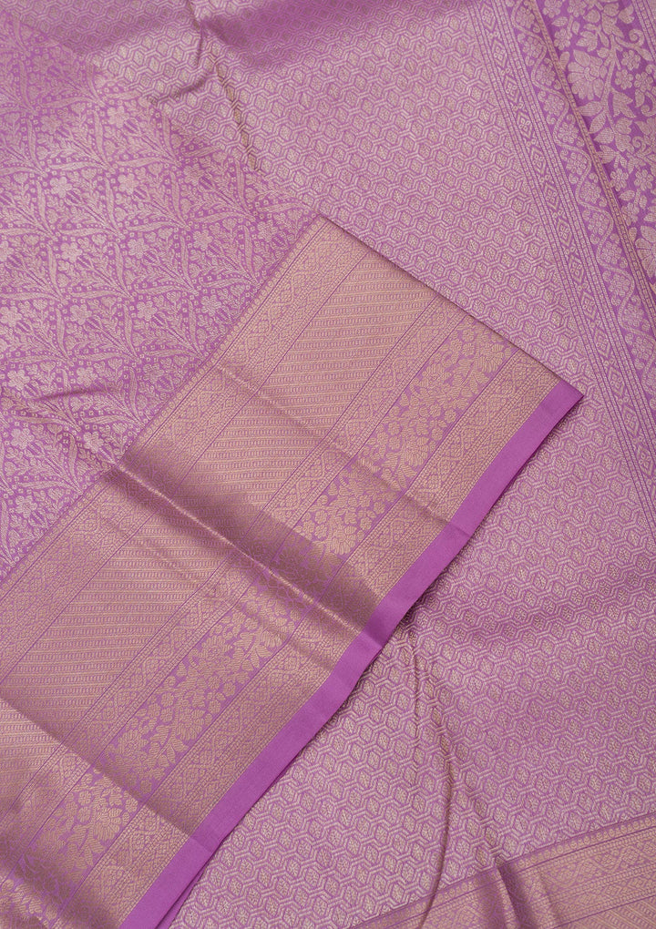 Mauve Zariwork Pure Silk Saree-Koskii
