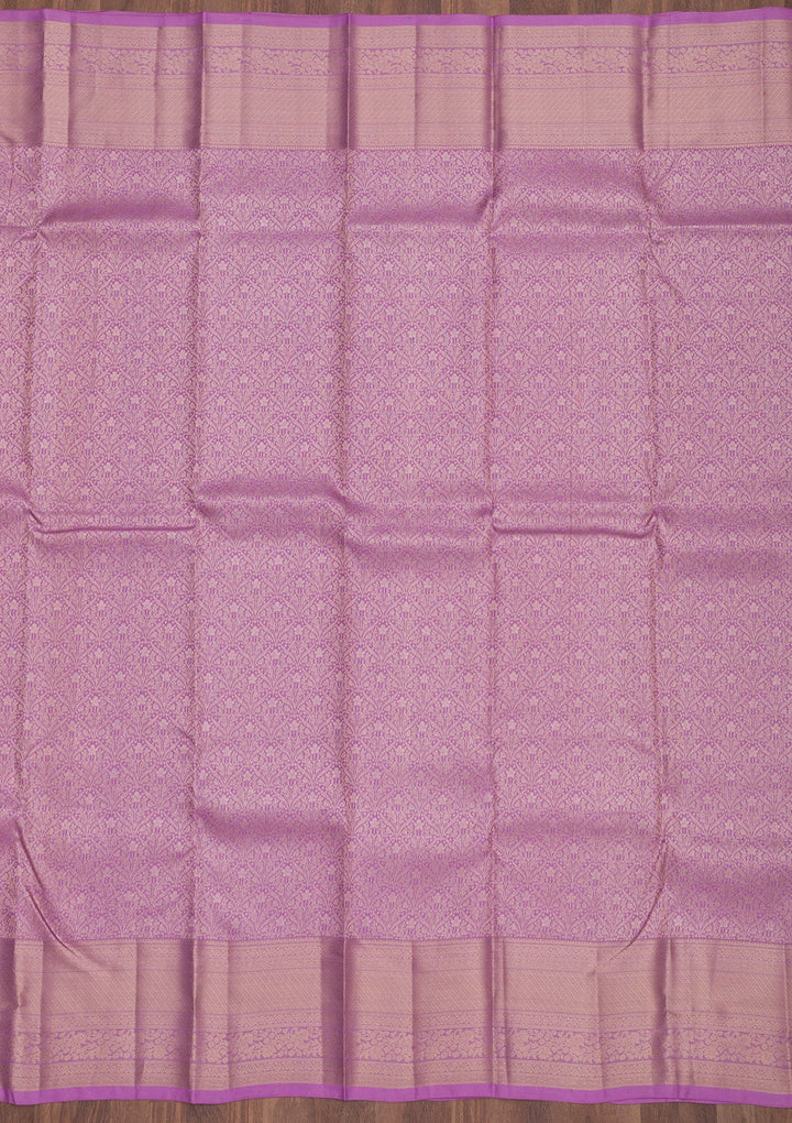 Mauve Zariwork Pure Silk Saree-Koskii