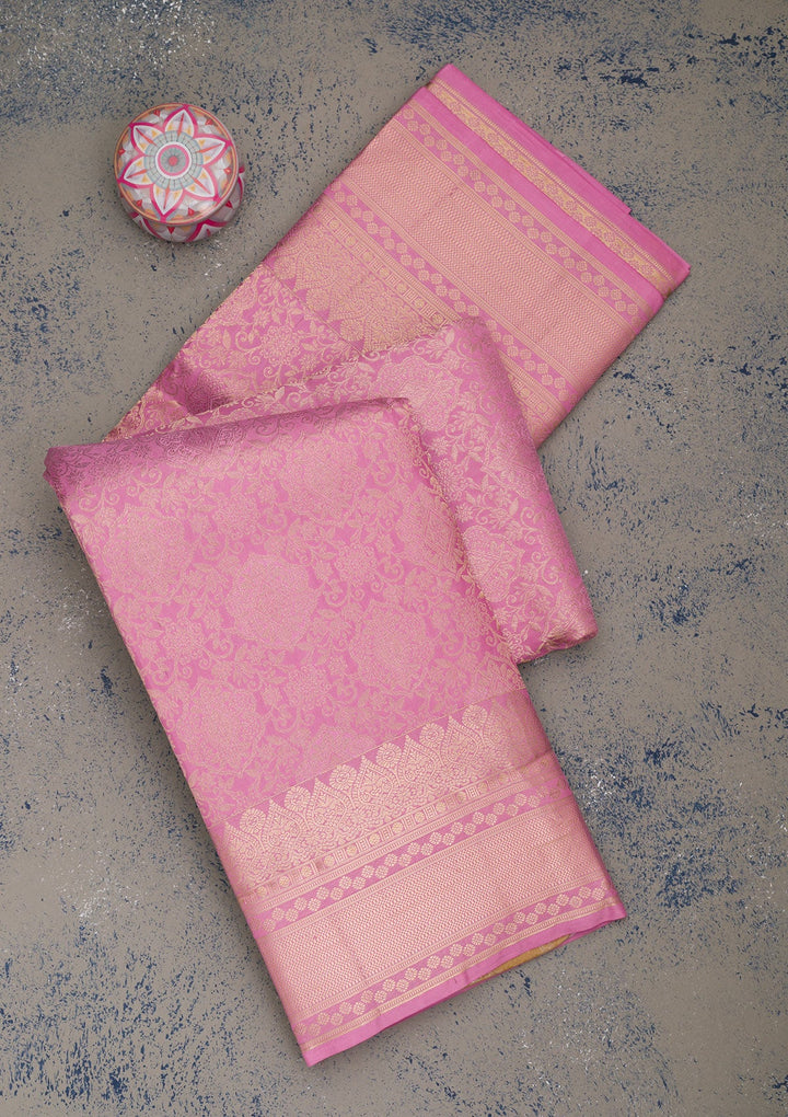 Mauve Zariwork Pure Silk Saree-Koskii