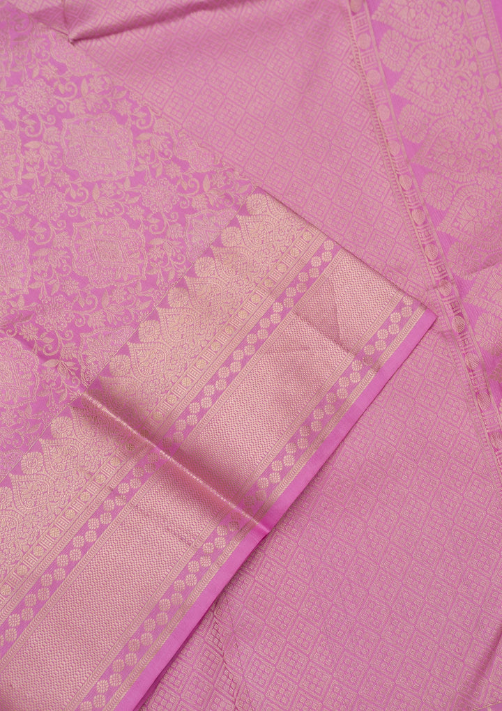 Mauve Zariwork Pure Silk Saree-Koskii