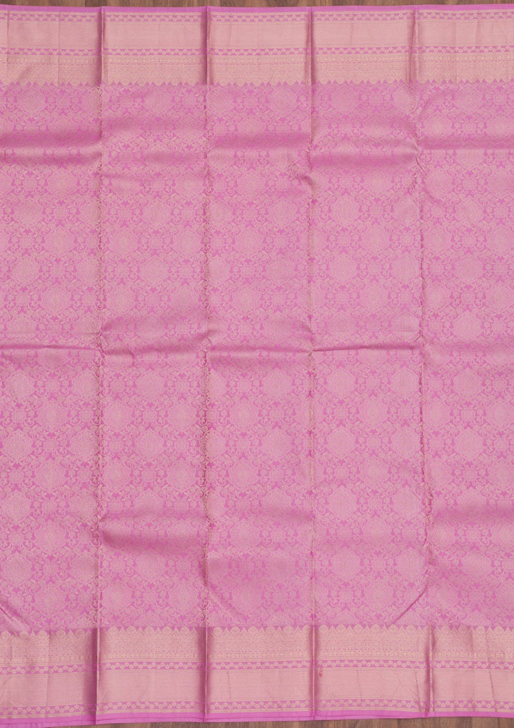 Mauve Zariwork Pure Silk Saree-Koskii