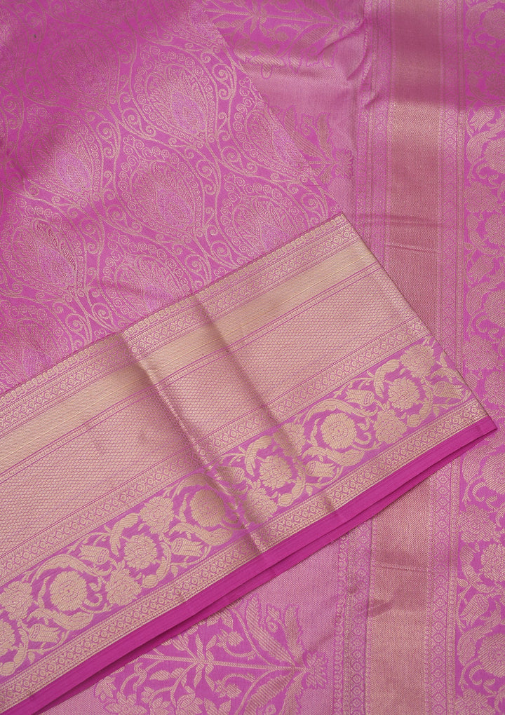 Mauve Zariwork Pure Silk Saree-Koskii