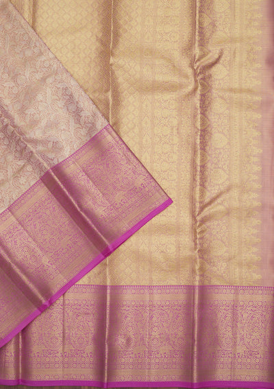 Mauve Zariwork Pure Silk Saree-Koskii