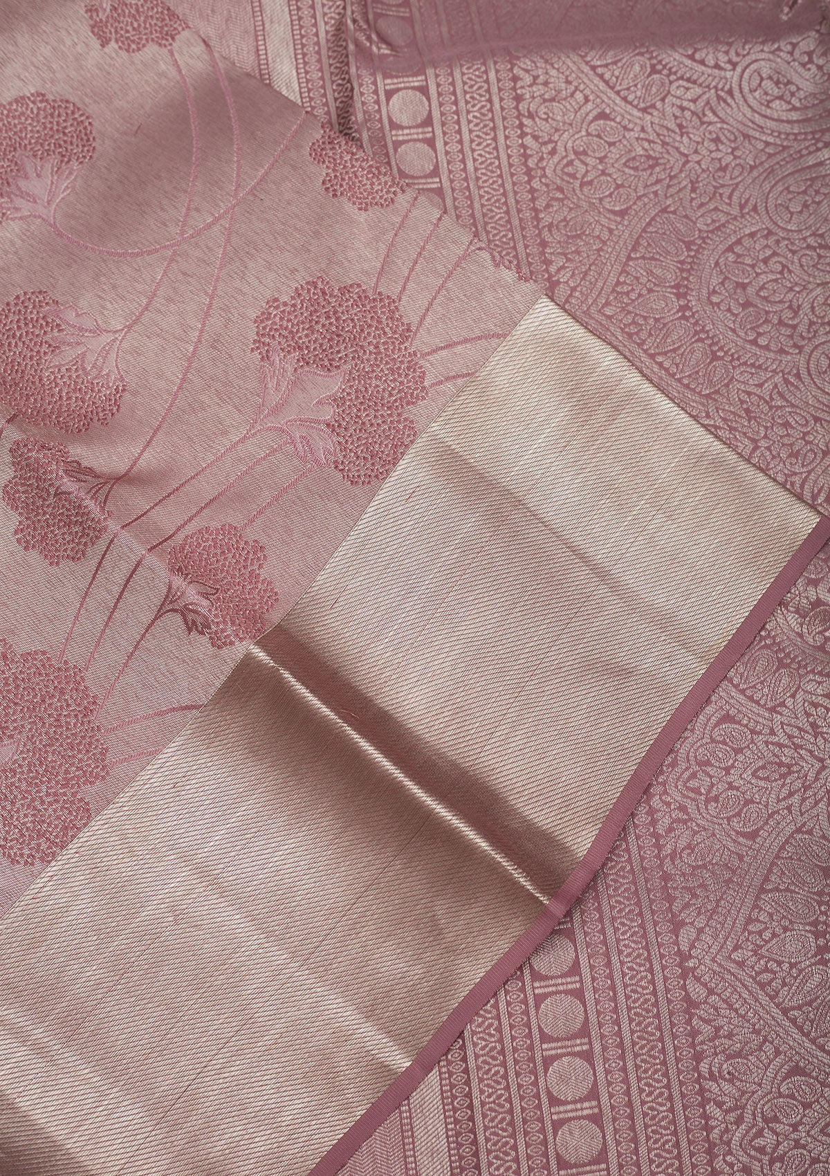 Mauve Zariwork Pure Silk Saree-Koskii