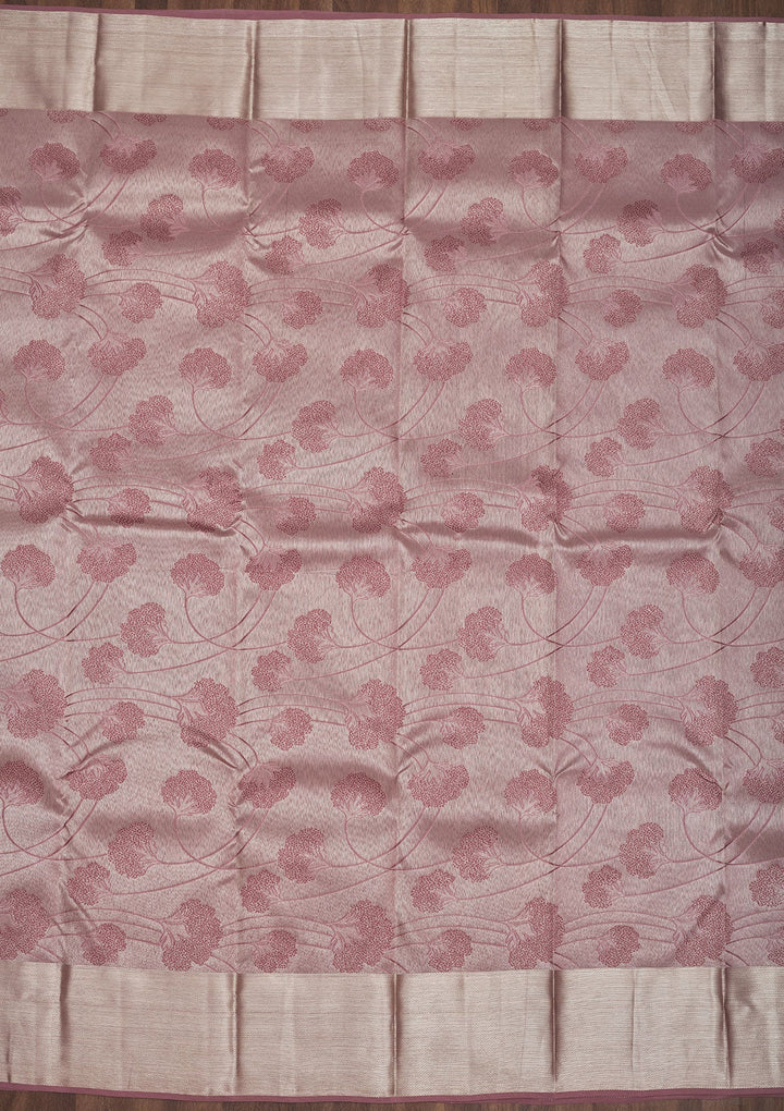 Mauve Zariwork Pure Silk Saree-Koskii
