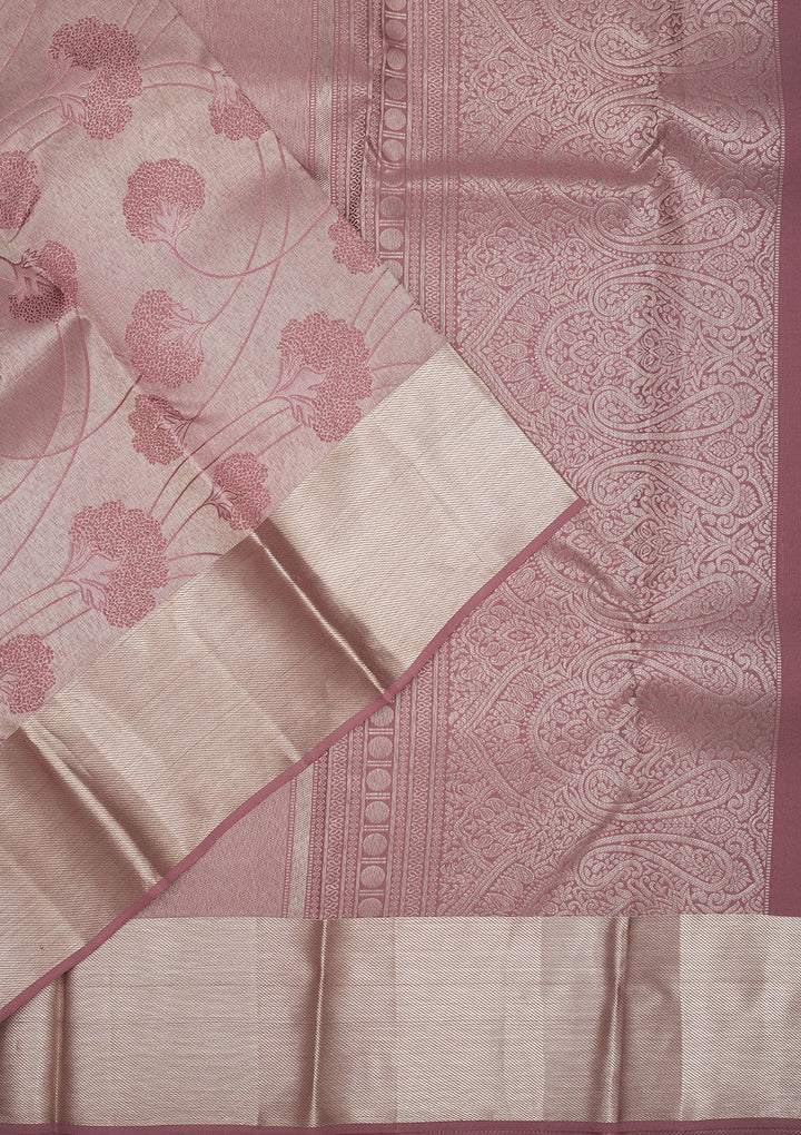 Mauve Zariwork Pure Silk Saree-Koskii
