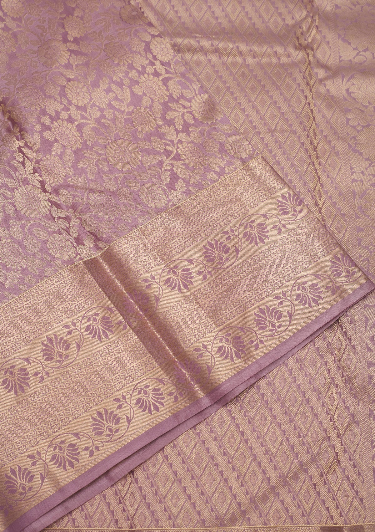 Mauve Zariwork Pure Silk Saree-Koskii