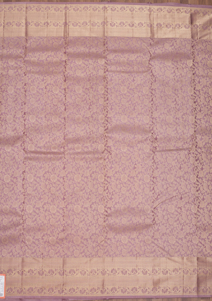 Mauve Zariwork Pure Silk Saree-Koskii