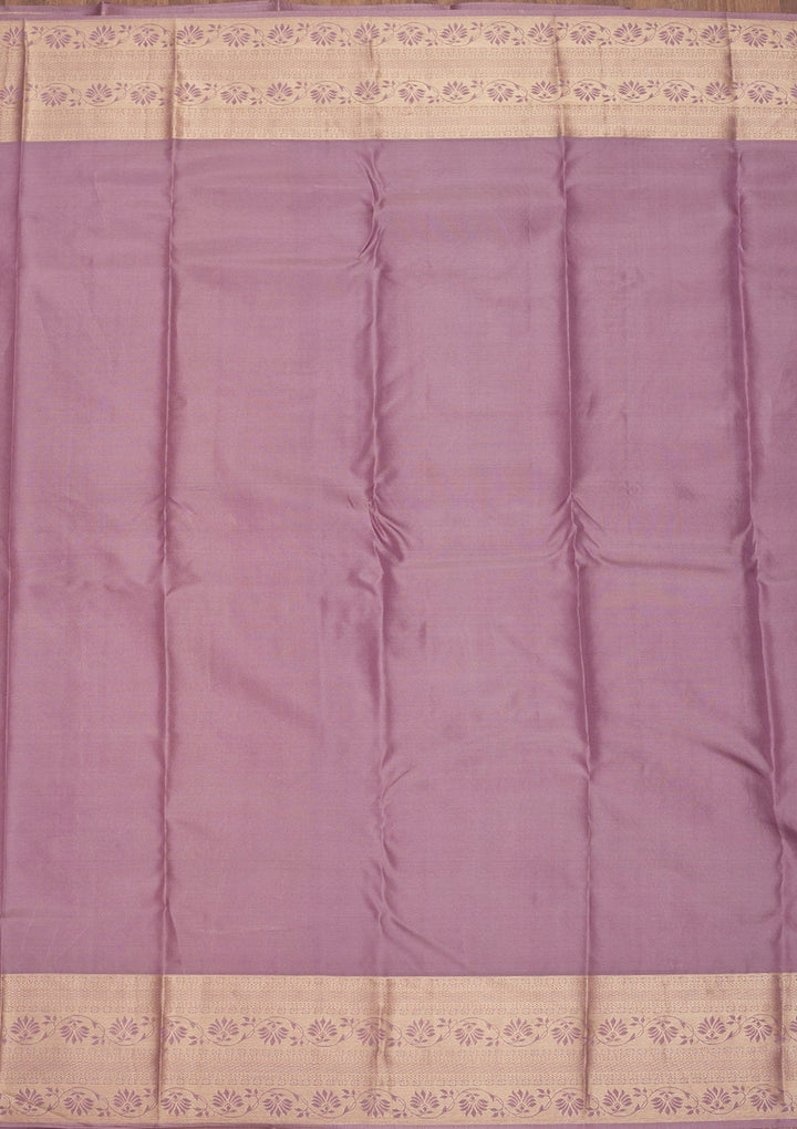Mauve Zariwork Pure Silk Saree-Koskii