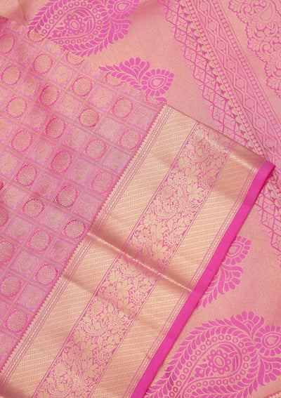 Pink Zariwork Pure Silk Saree-Koskii