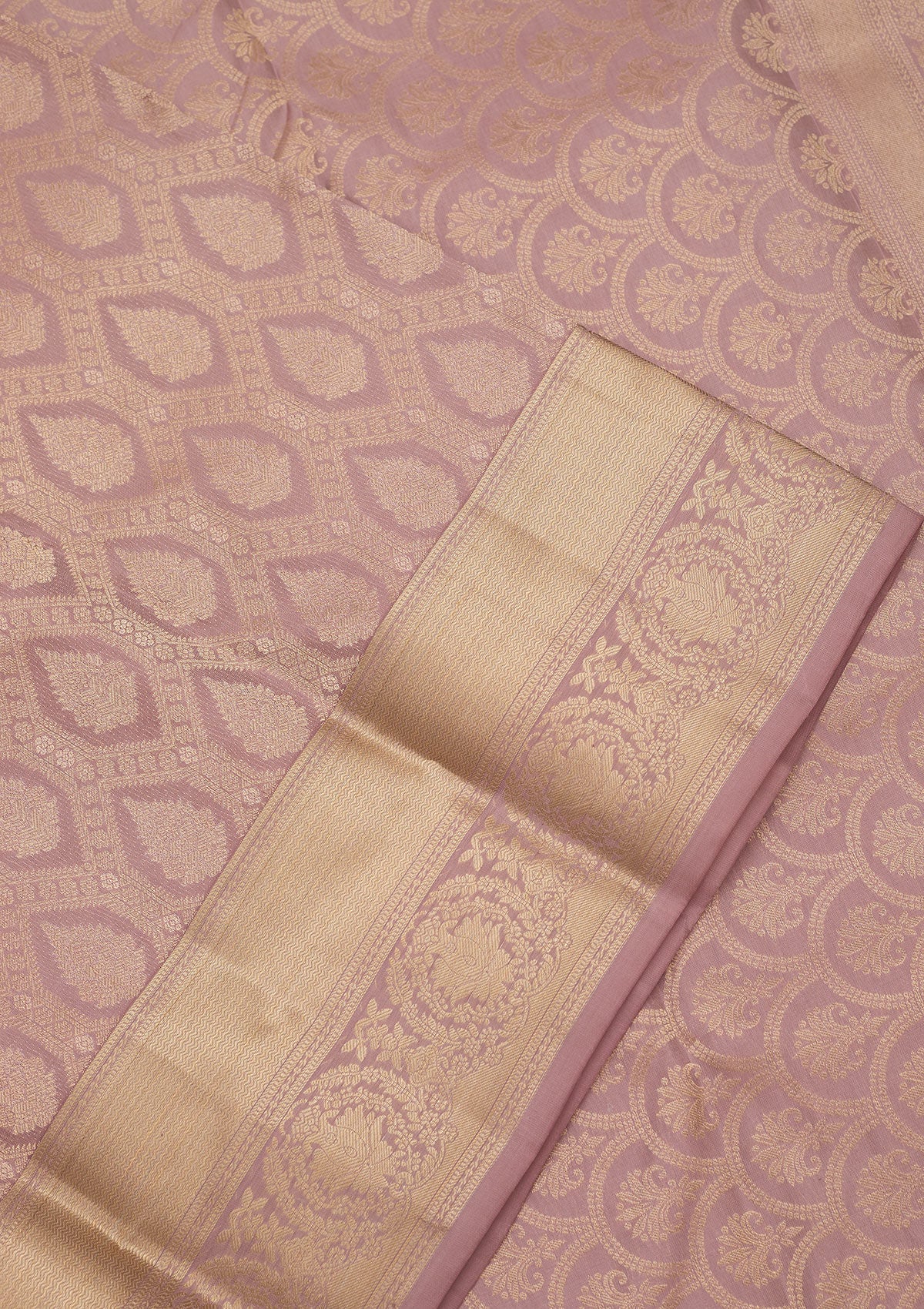 Mauve Zariwork Pure Silk Saree-Koskii