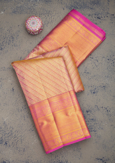 Mauve Zariwork Pure Silk Saree-Koskii