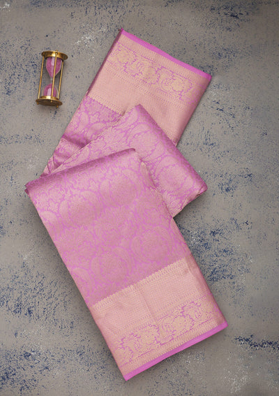 Mauve Zariwork Pure Silk Saree-Koskii