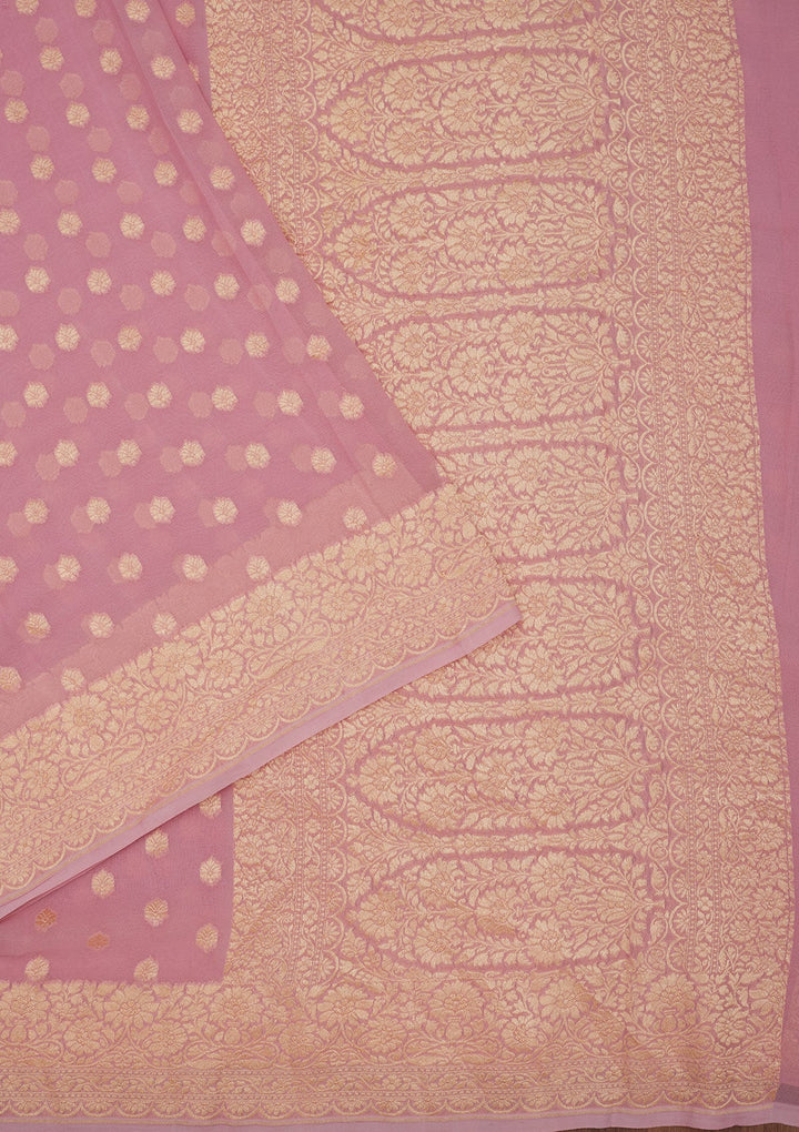 Mauve Zariwork Pure Silk Saree-Koskii