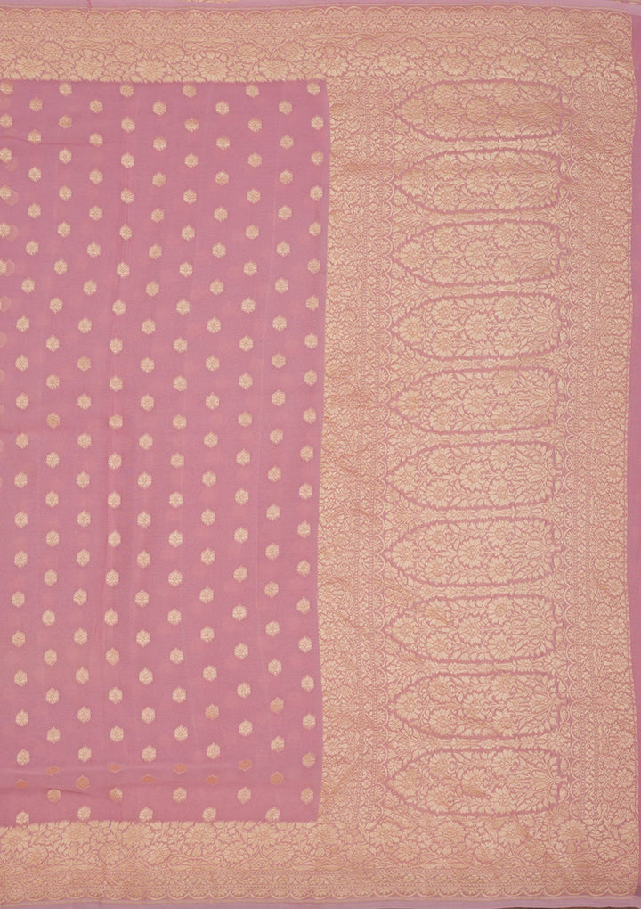 Mauve Zariwork Pure Silk Saree-Koskii