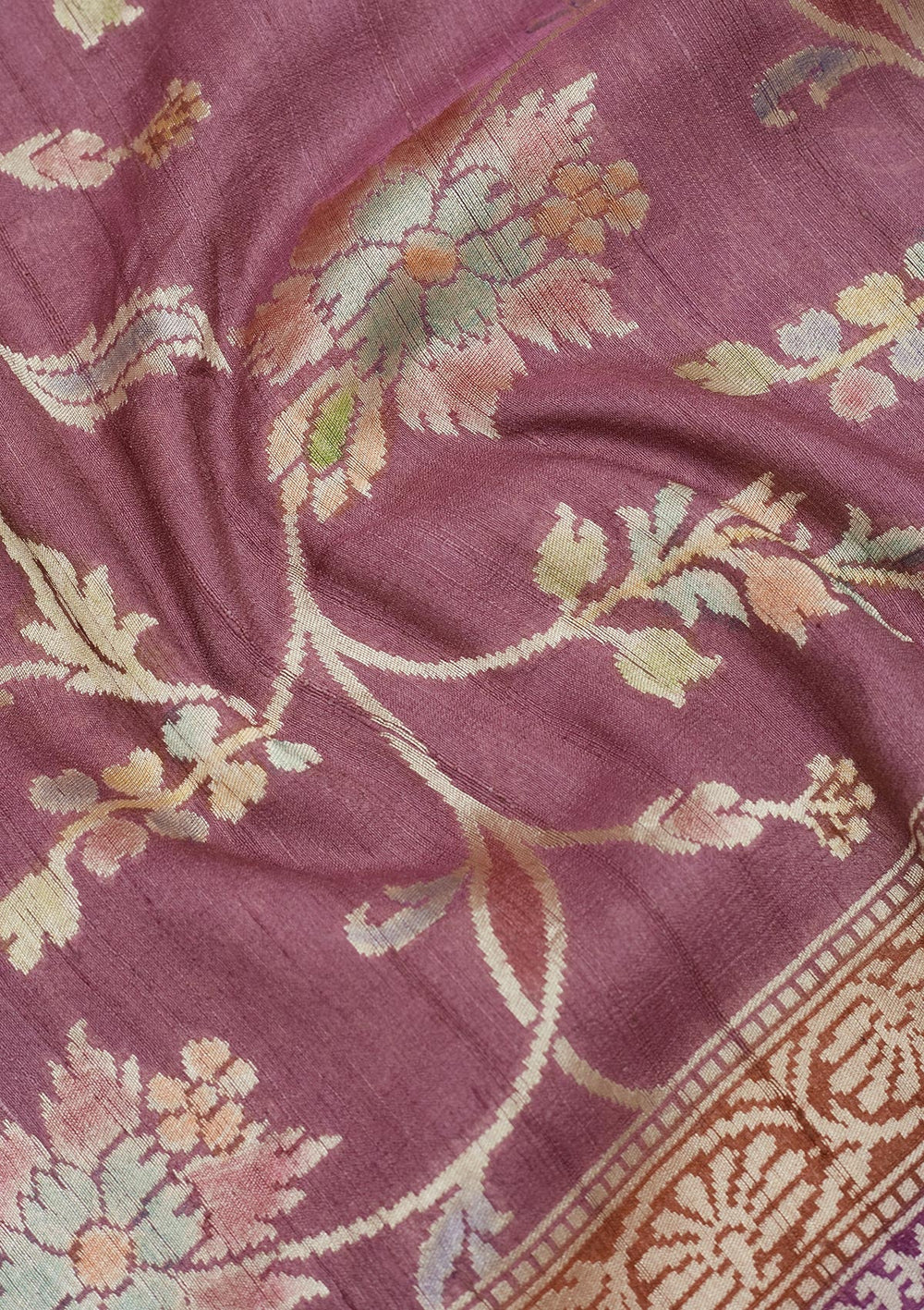 Mauve Zariwork Pure Silk Saree-Koskii