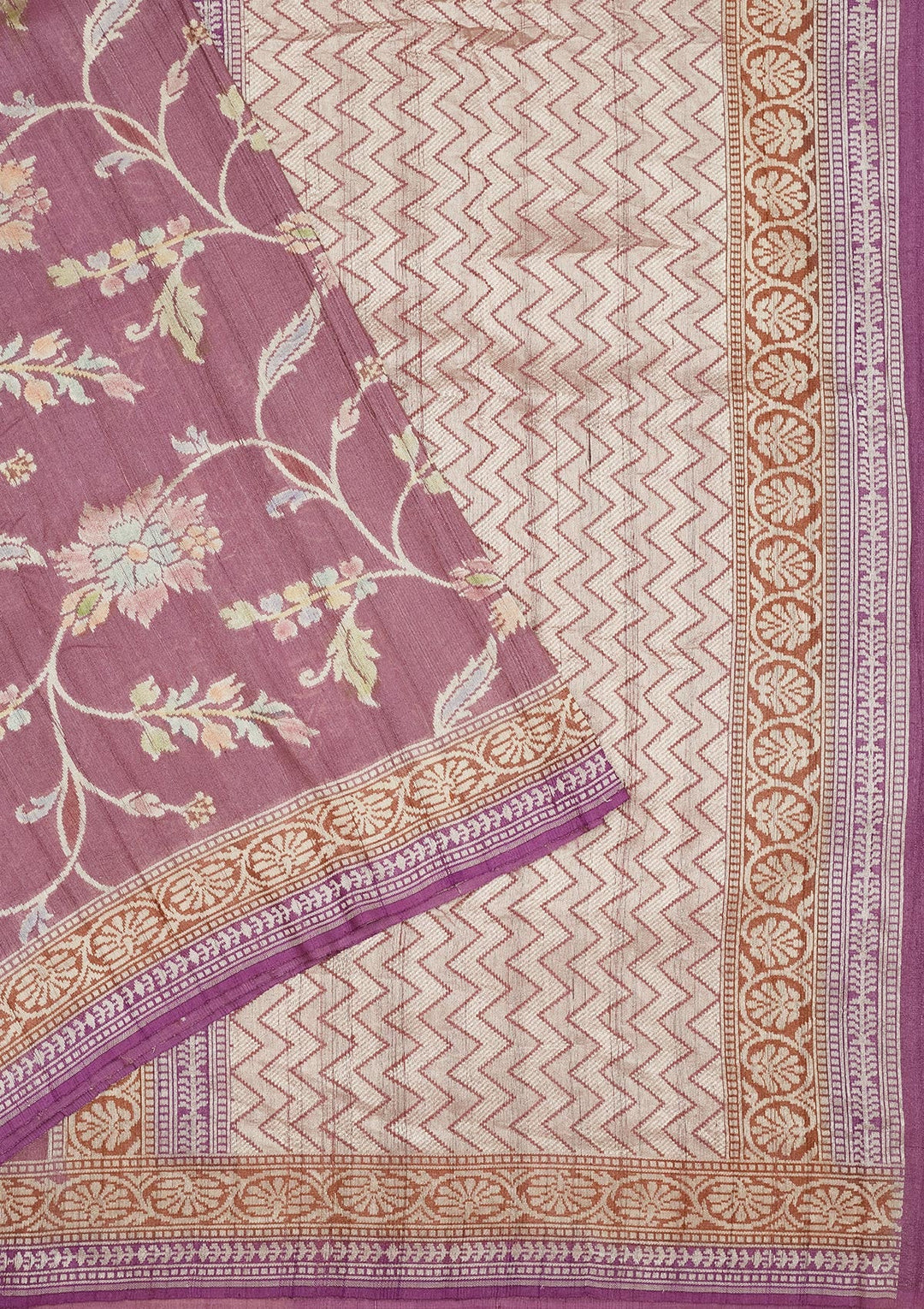 Mauve Zariwork Pure Silk Saree-Koskii