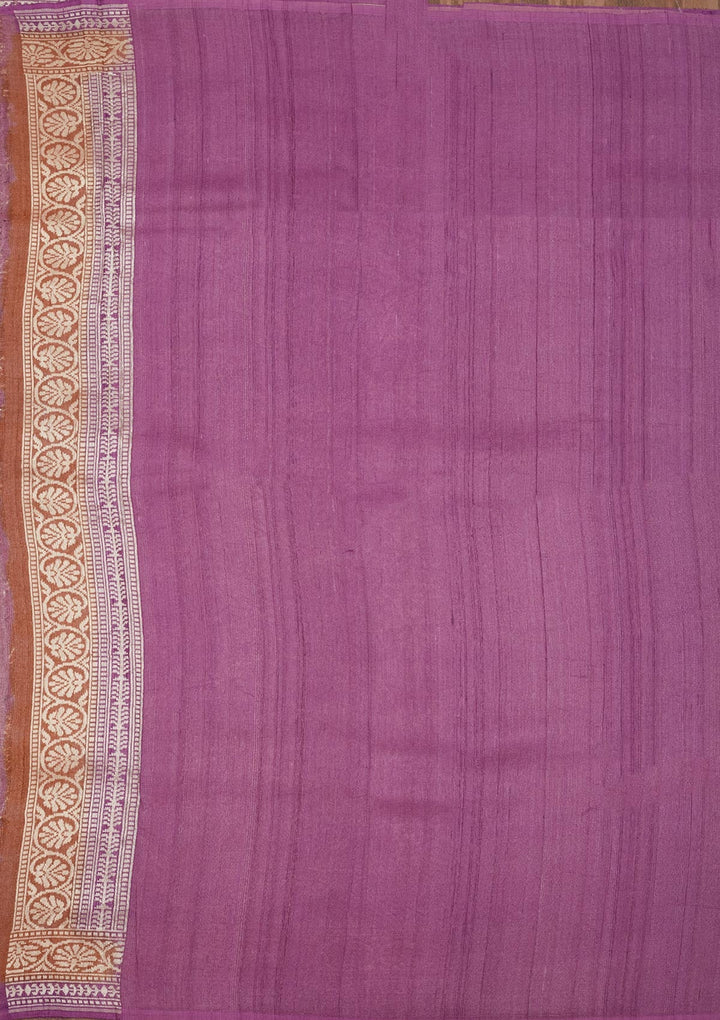 Mauve Zariwork Pure Silk Saree-Koskii