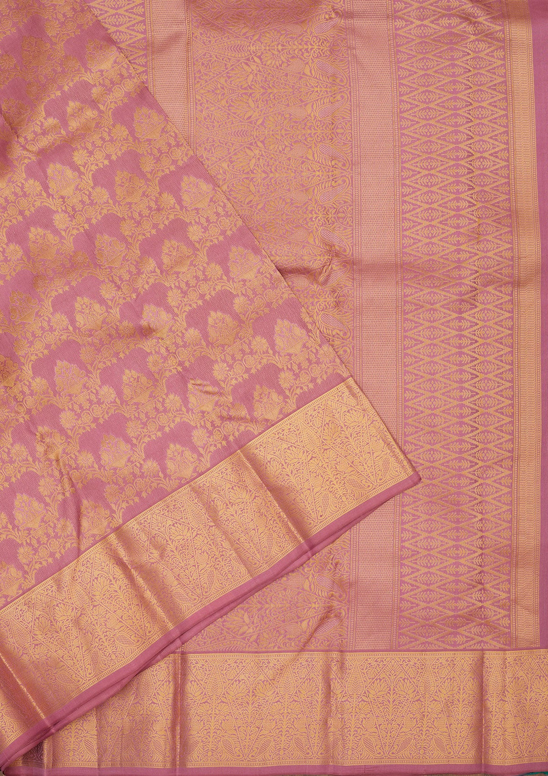 Mauve Zariwork Pure Silk Saree-Koskii