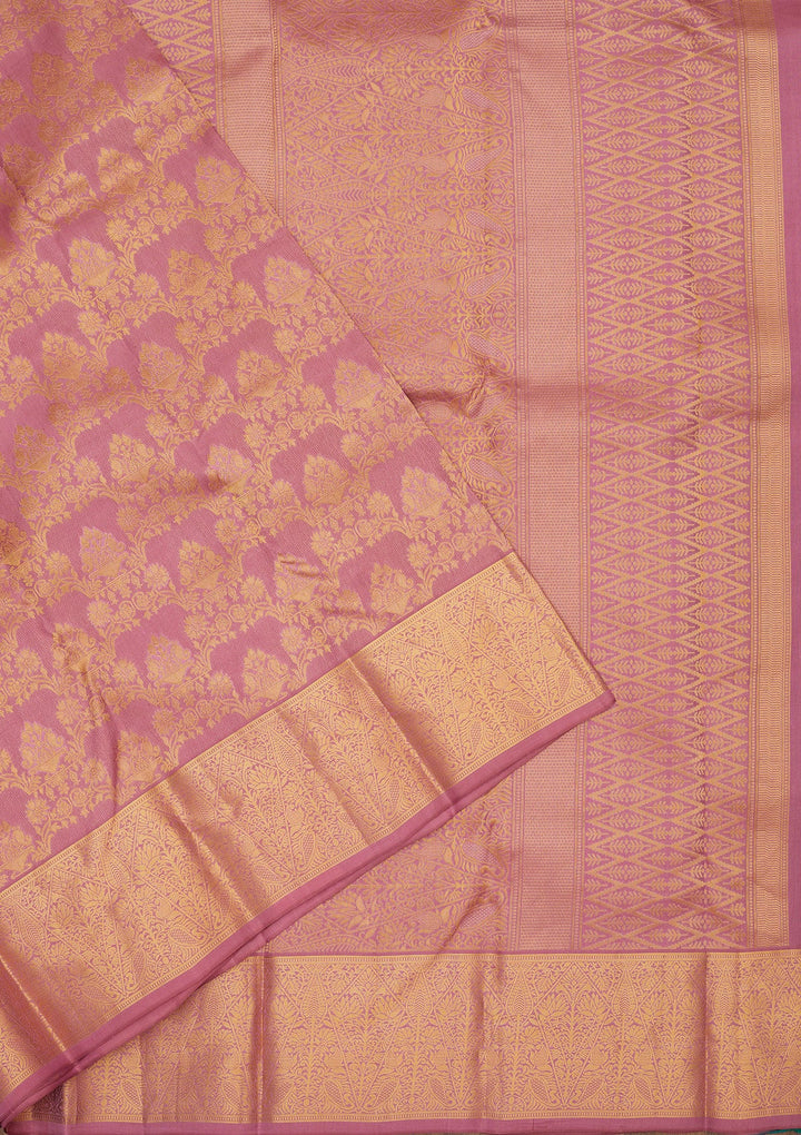 Mauve Zariwork Pure Silk Saree-Koskii
