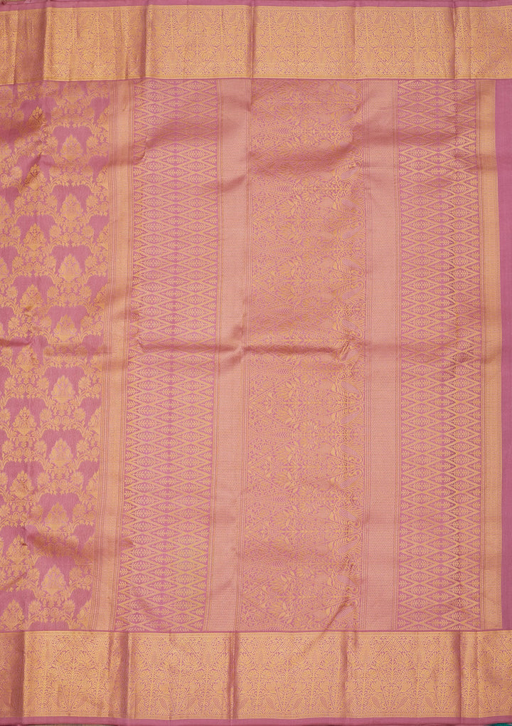 Mauve Zariwork Pure Silk Saree-Koskii