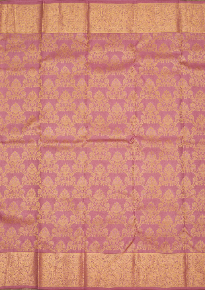 Mauve Zariwork Pure Silk Saree-Koskii